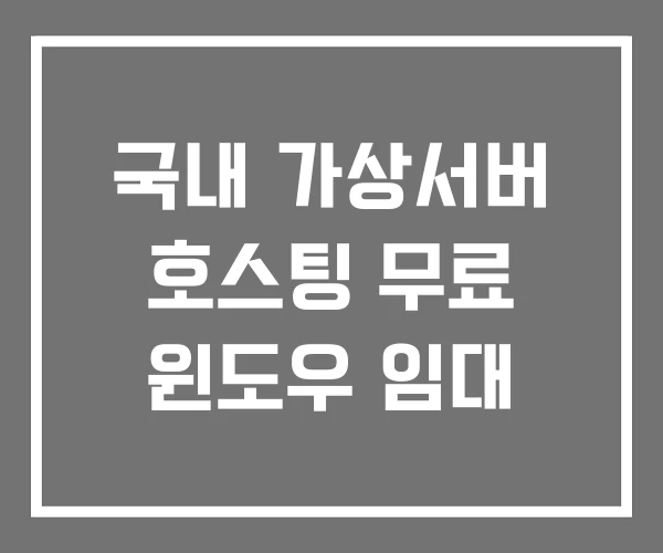 국내 가상서버 호스팅 무료 윈도우 임대