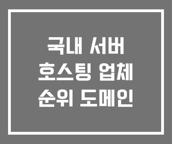 국내 서버 호스팅 업체 순위 도메인