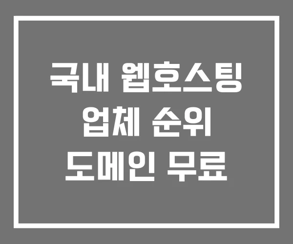 국내 웹호스팅 업체 순위 도메인 무료