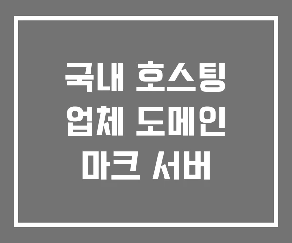 국내 호스팅 업체 도메인 마크 서버
