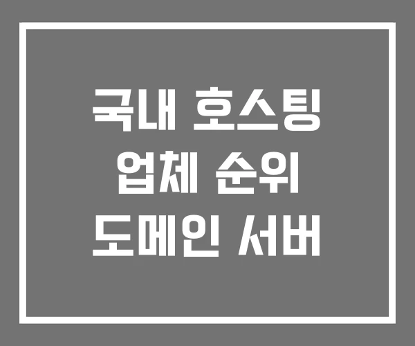 국내 호스팅 업체 순위 도메인 서버