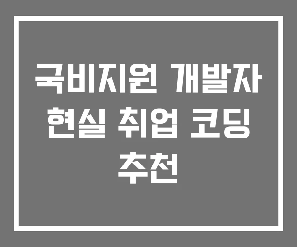 국비지원 개발자 현실 취업 코딩 추천