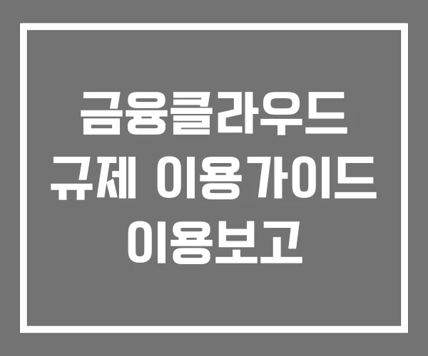 금융클라우드 규제 이용가이드 이용보고
