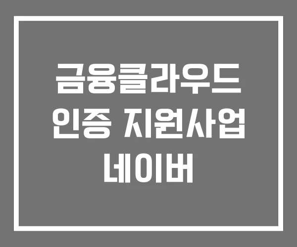 금융클라우드 인증 지원사업 네이버