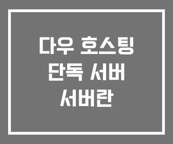 다우 호스팅 단독 서버 서버란