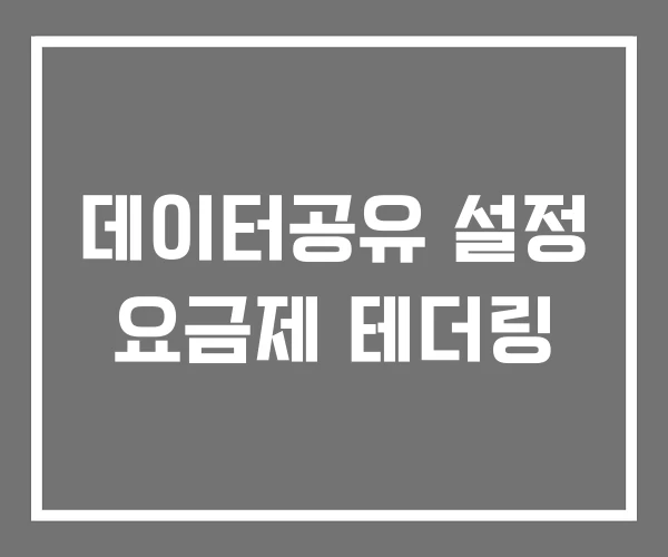 데이터공유 설정 요금제 테더링 데이터공유 설정 요금제 테더링