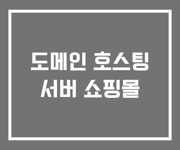 도메인 호스팅 서버 쇼핑몰
