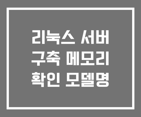 리눅스 서버 구축 메모리 확인 모델명