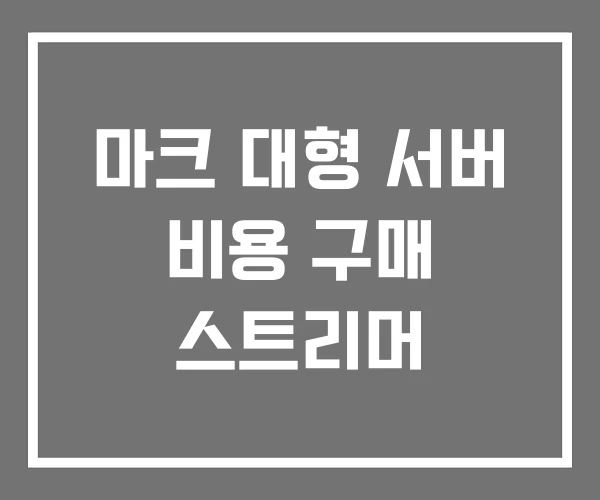 마크 대형 서버 비용 구매 스트리머