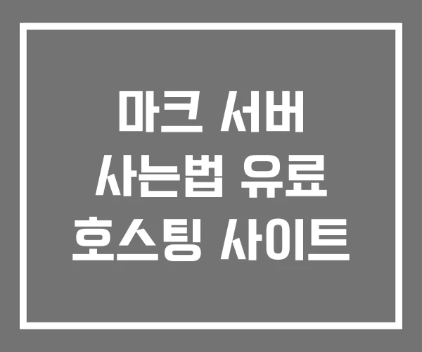 마크 서버 사는법 유료 호스팅 사이트