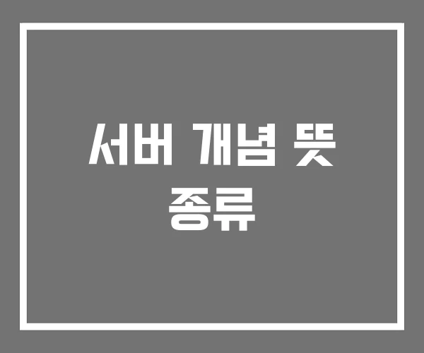 서버 개념 뜻 종류 서버 개념 뜻 종류