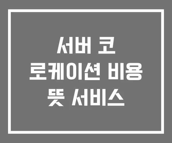 서버 코 로케이션 비용 뜻 서비스