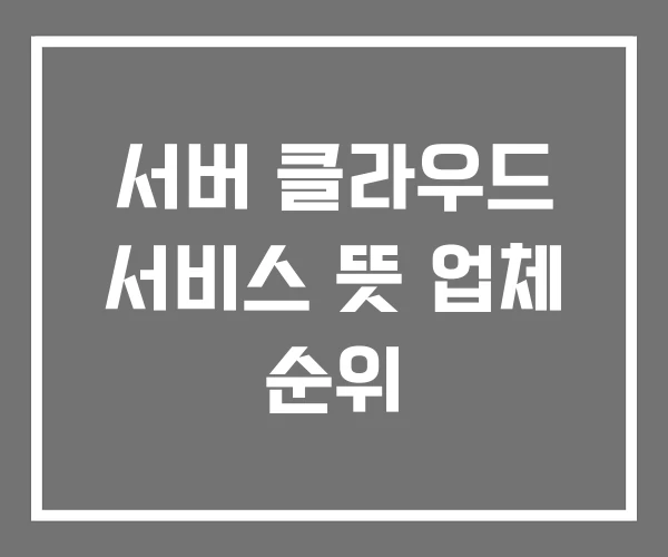 서버 클라우드 서비스 뜻 업체 순위