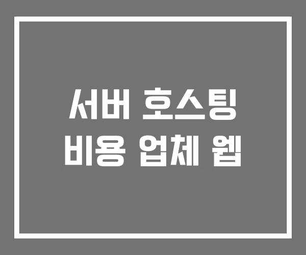 서버 호스팅 비용 업체 웹
