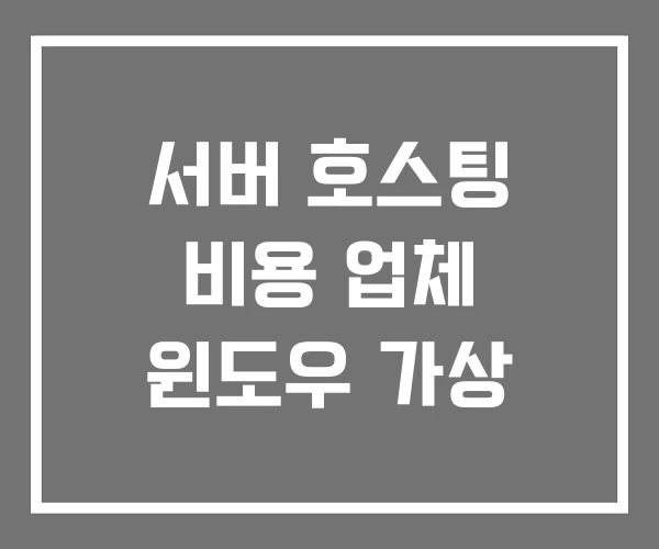 서버 호스팅 비용 업체 윈도우 가상