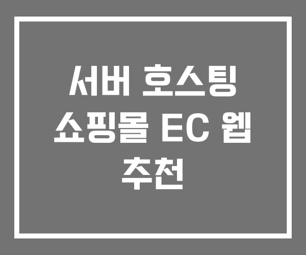 서버 호스팅 쇼핑몰 EC 웹 추천