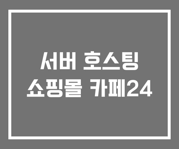서버 호스팅 쇼핑몰 카페24
