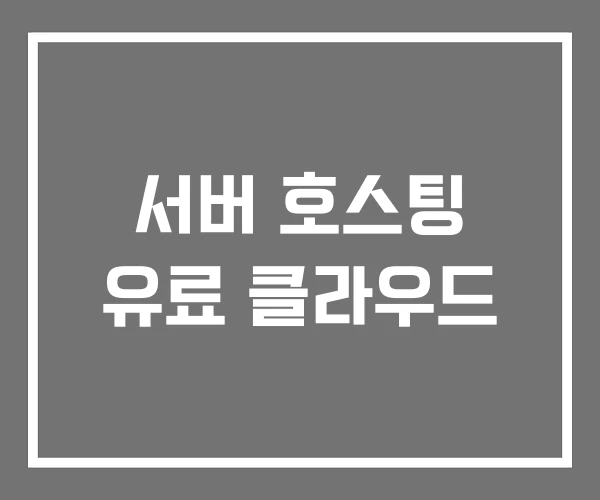서버 호스팅 유료 클라우드