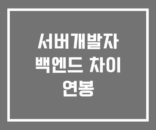 서버개발자 백엔드 차이 연봉 서버개발자 백엔드 차이 연봉