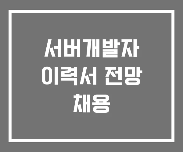 서버개발자 이력서 전망 채용 서버개발자 이력서 전망 채용