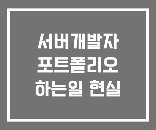 서버개발자 포트폴리오 하는일 현실