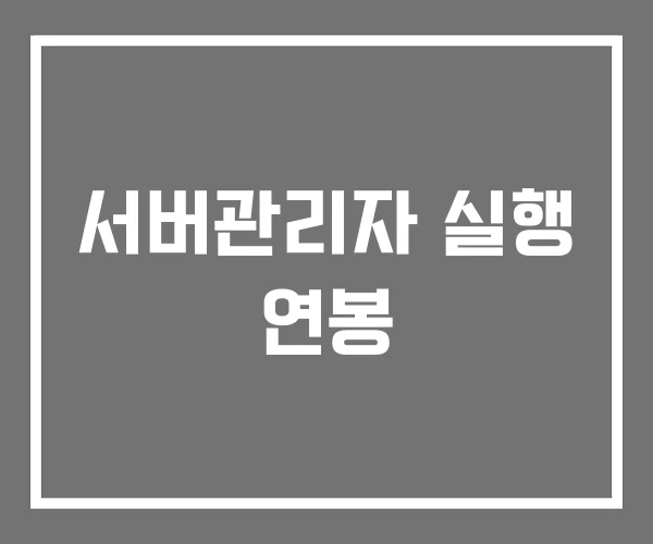 서버관리자 실행 연봉