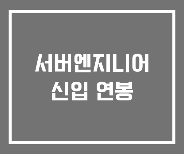 서버엔지니어 신입 연봉