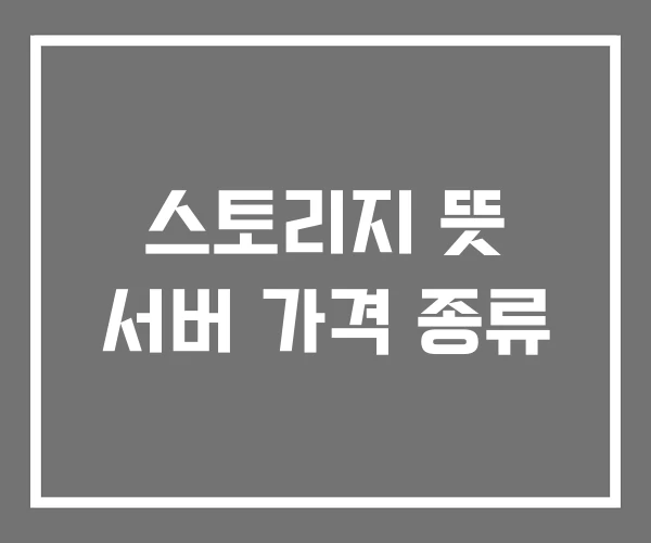 스토리지 뜻 서버 가격 종류