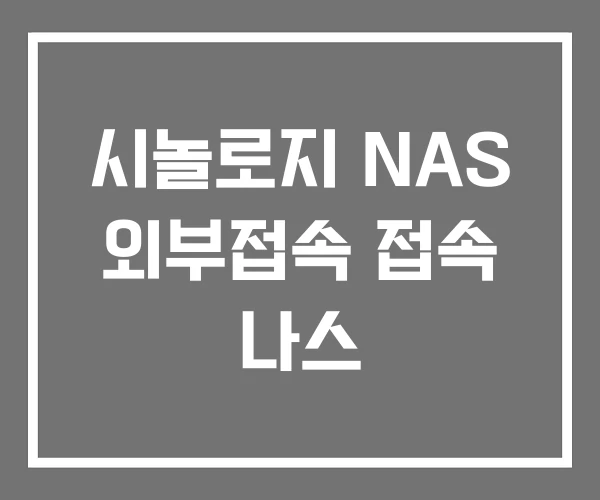 시놀로지 NAS 외부접속 접속 나스