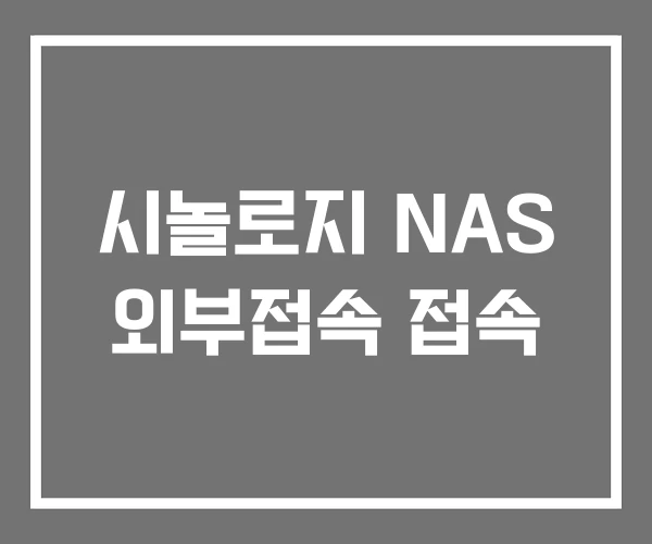 시놀로지 NAS 외부접속 접속 시놀로지 NAS 외부접속 접속