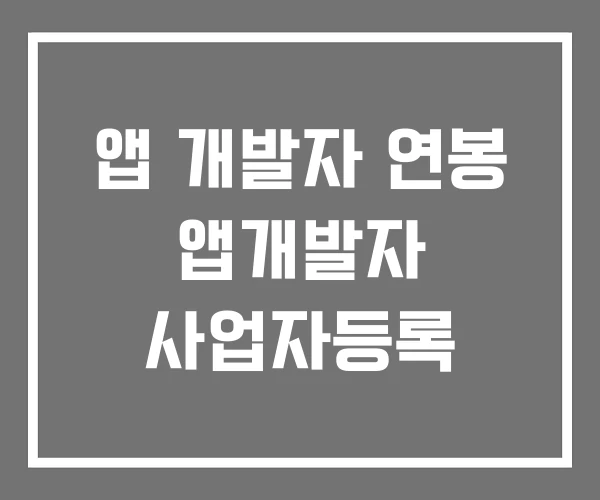 앱 개발자 연봉 앱개발자 사업자등록