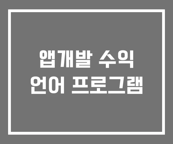 앱개발 수익 언어 프로그램