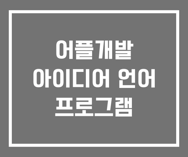 어플개발 아이디어 언어 프로그램