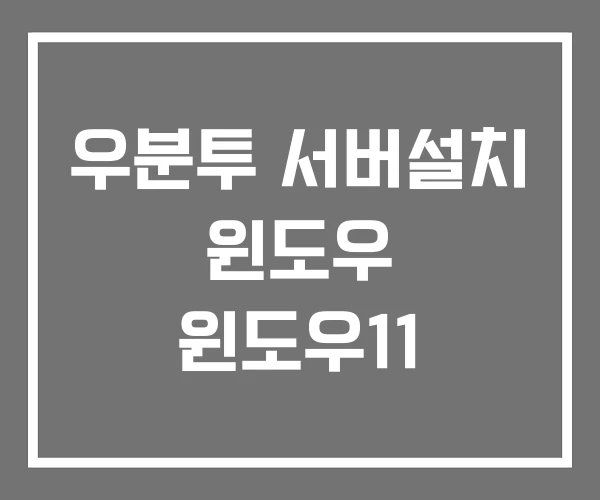 우분투 서버설치 윈도우 윈도우11