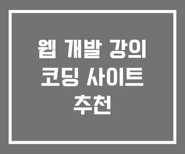 웹 개발 강의 코딩 사이트 추천 웹 개발 강의 코딩 사이트 추천