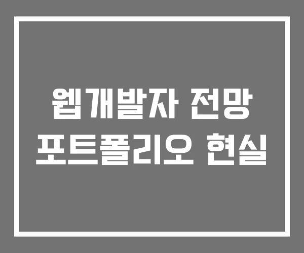웹개발자 전망 포트폴리오 현실 웹개발자 전망 포트폴리오 현실