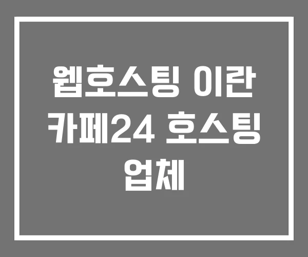 웹호스팅 이란 카페24 호스팅 업체