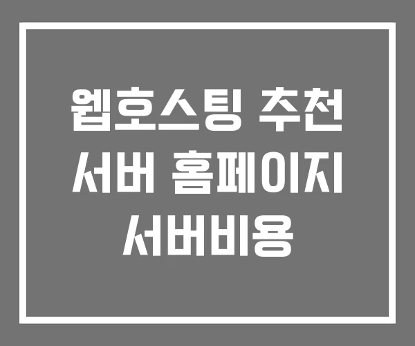 웹호스팅 추천 서버 홈페이지 서버비용