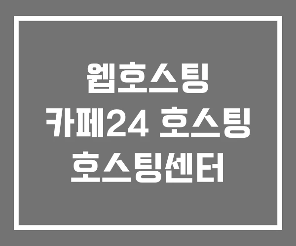 웹호스팅 카페24 호스팅 호스팅센터
