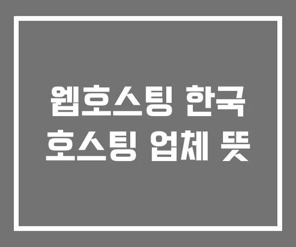 웹호스팅 한국 호스팅 업체 뜻