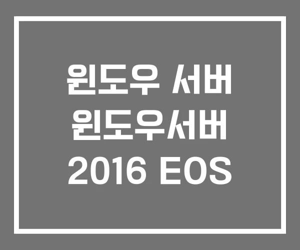 윈도우 서버 윈도우서버 2016 EOS