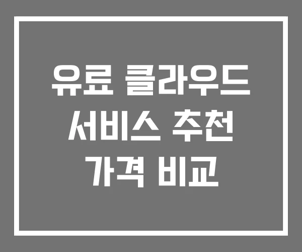 유료 클라우드 서비스 추천 가격 비교
