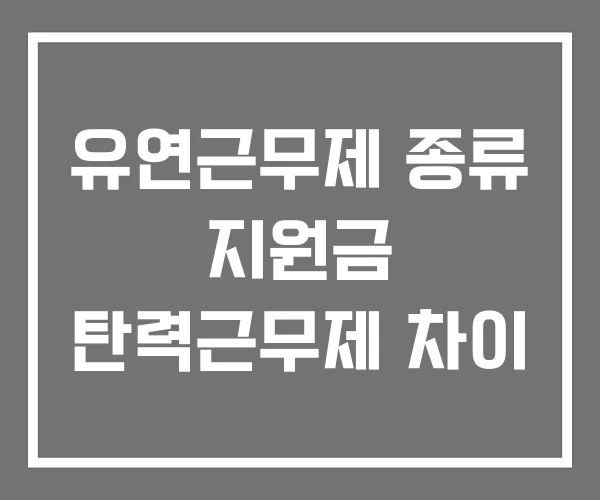 유연근무제 종류 지원금 탄력근무제 차이