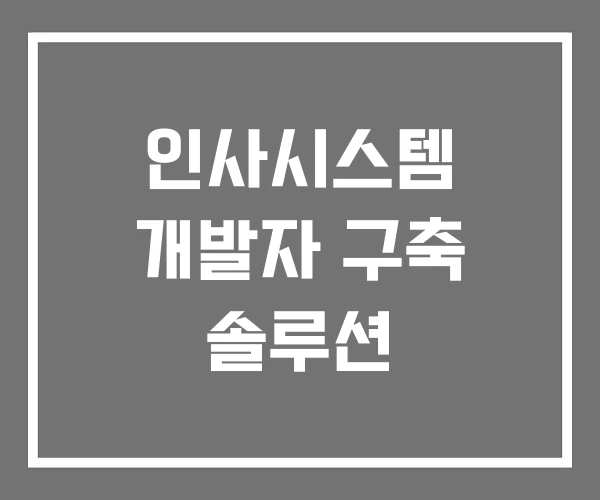 인사시스템 개발자 구축 솔루션 인사시스템 개발자 구축 솔루션