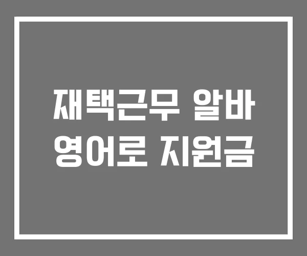 재택근무 알바 영어로 지원금