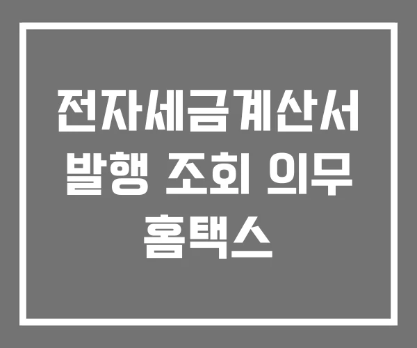 전자세금계산서 발행 조회 의무 홈택스