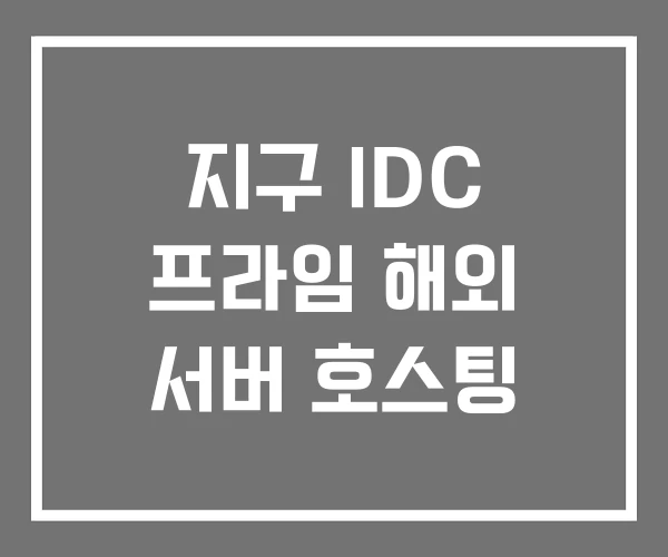 지구 IDC 프라임 해외 서버 호스팅