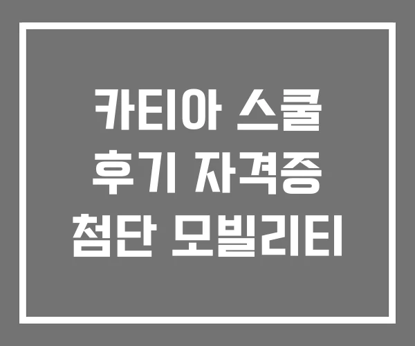 카티아 스쿨 후기 자격증 첨단 모빌리티