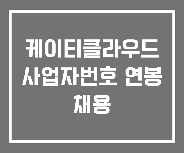 케이티클라우드 사업자번호 연봉 채용