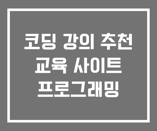 코딩 강의 추천 교육 사이트 프로그래밍